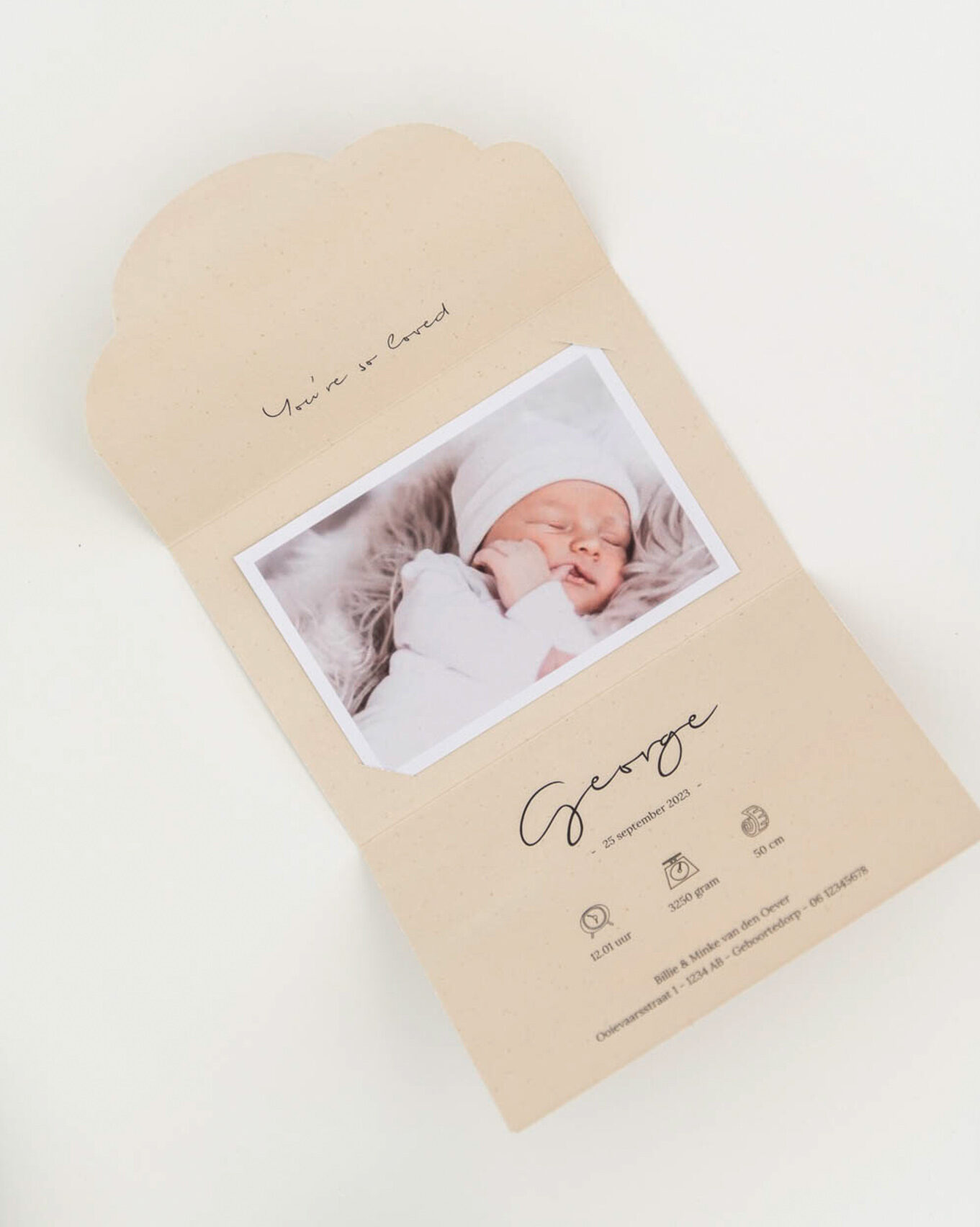 geboortekaartje jongen pocketfold foto vorm origineel